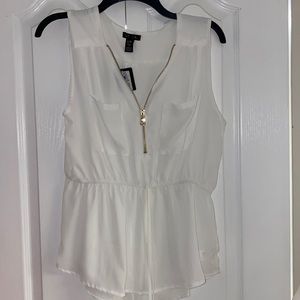 Brand new gold zip up tank top ; tie in the middle